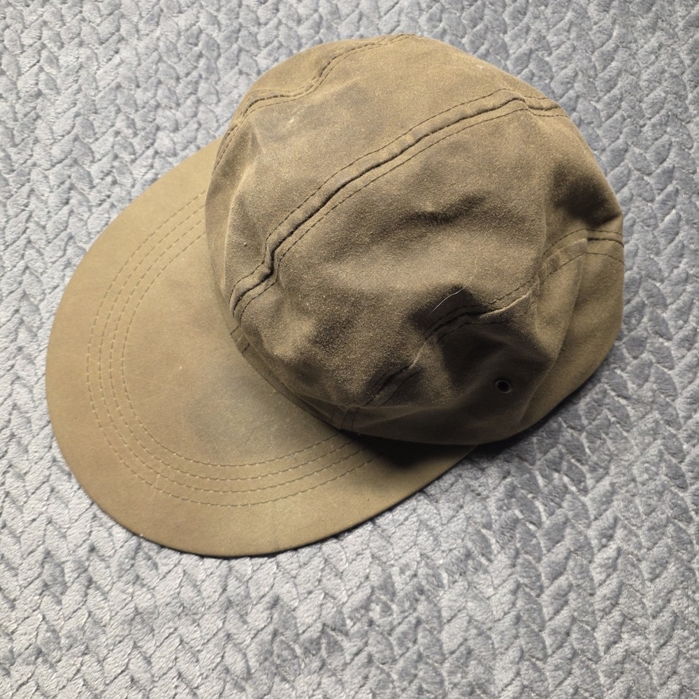 Vintage Filson Long Bill Tin Cloth Waxed Cotton Hunting Cap Medium Green 90s